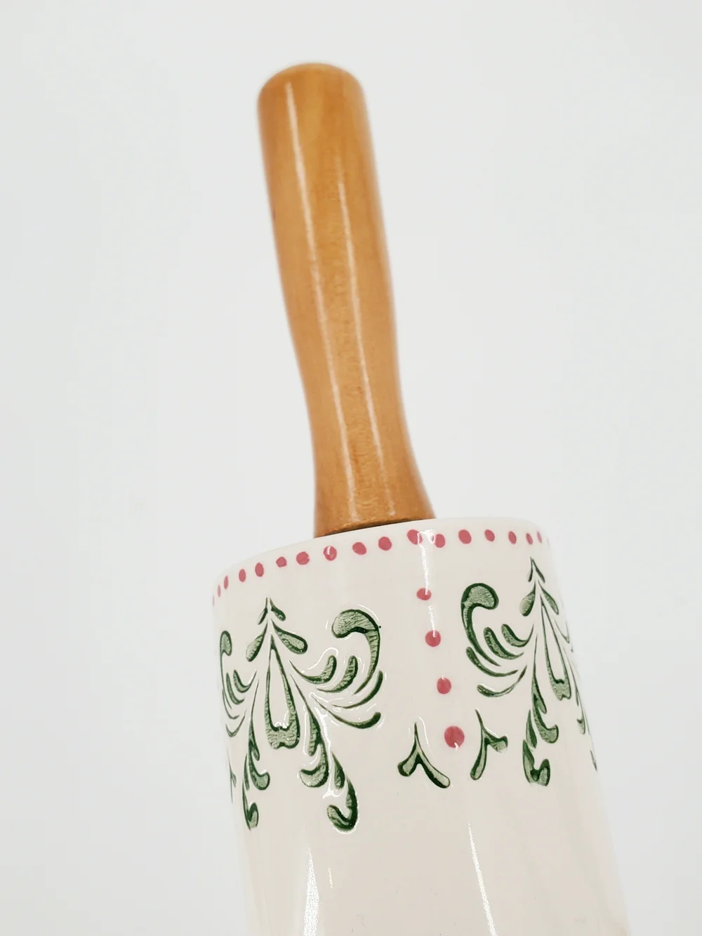 Anthroplogie Maelle Rolling Pin With Wood Handle - White, Green & Pink